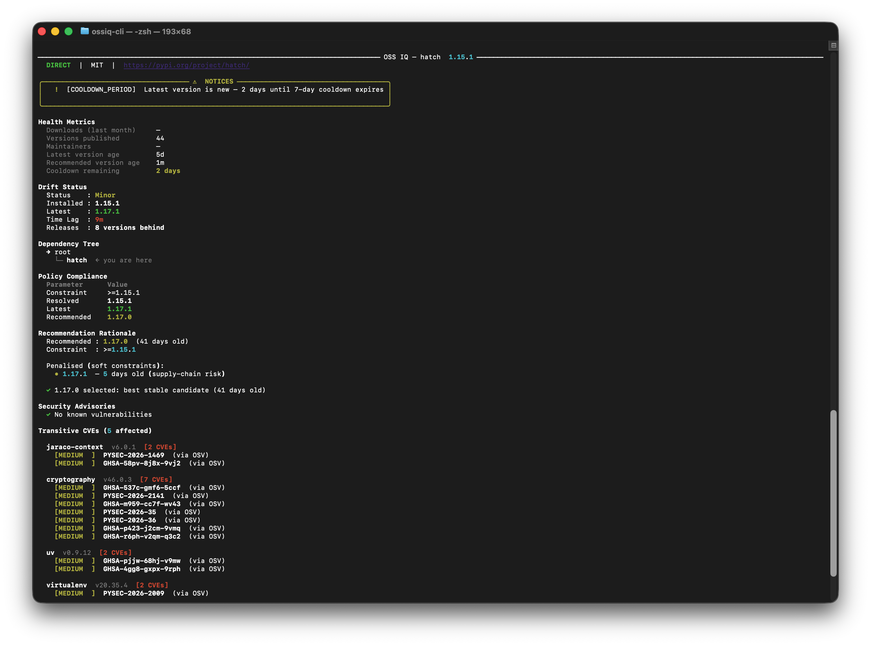 OSS IQ Terminal/CLI Package Details