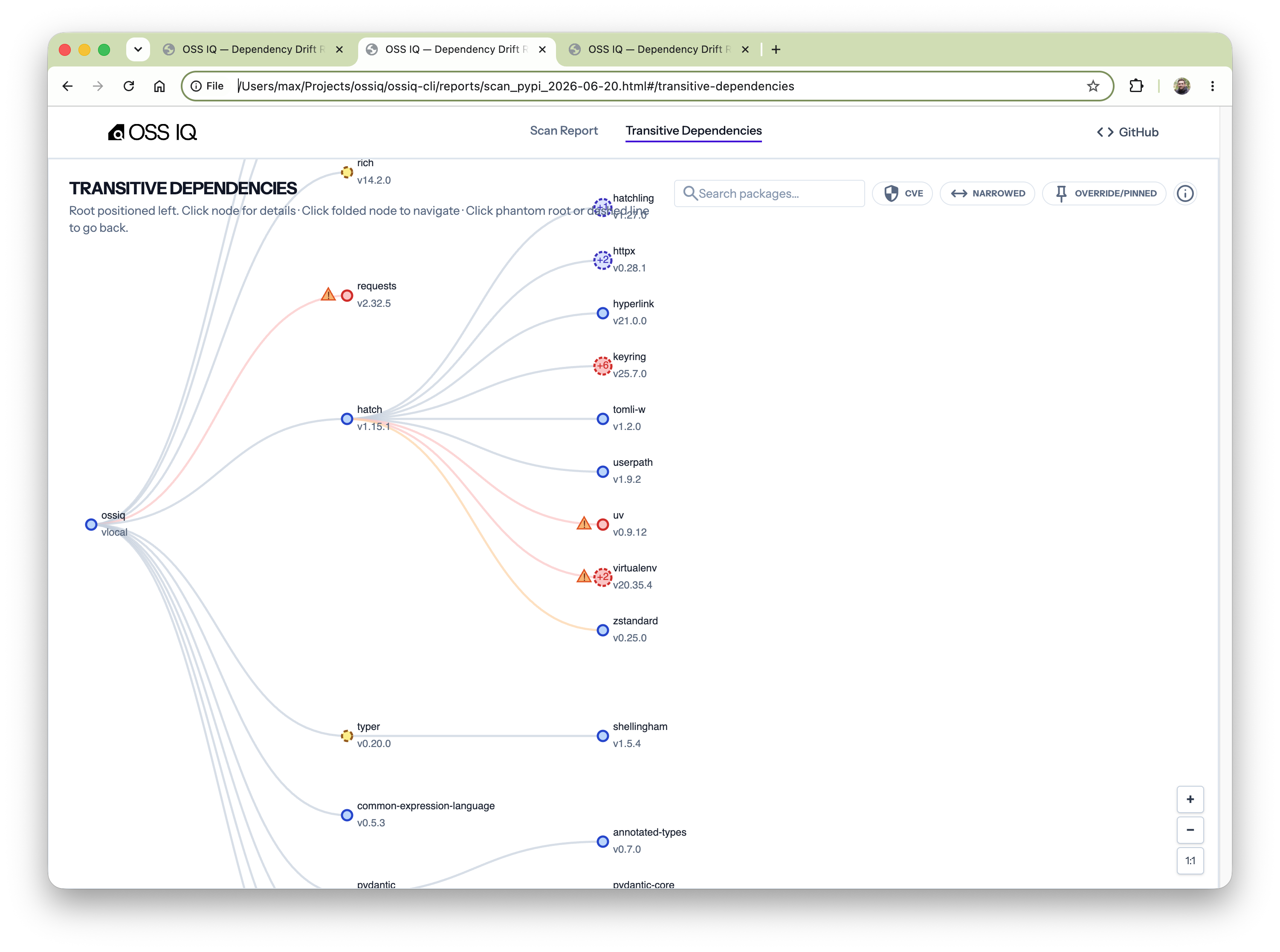 OSS IQ Transitive Dependencies Report
